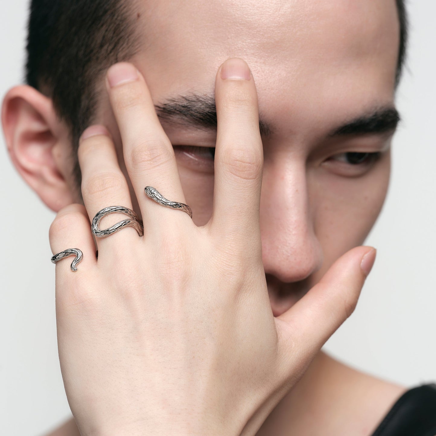 Triple Serpent Three-Finger Ring