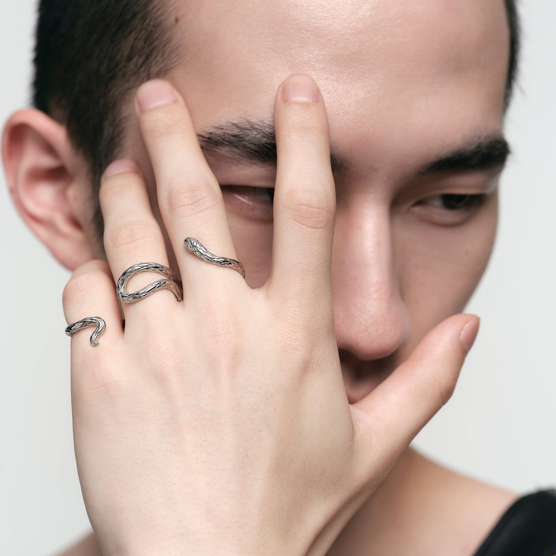 Triple Serpent Three-Finger Ring