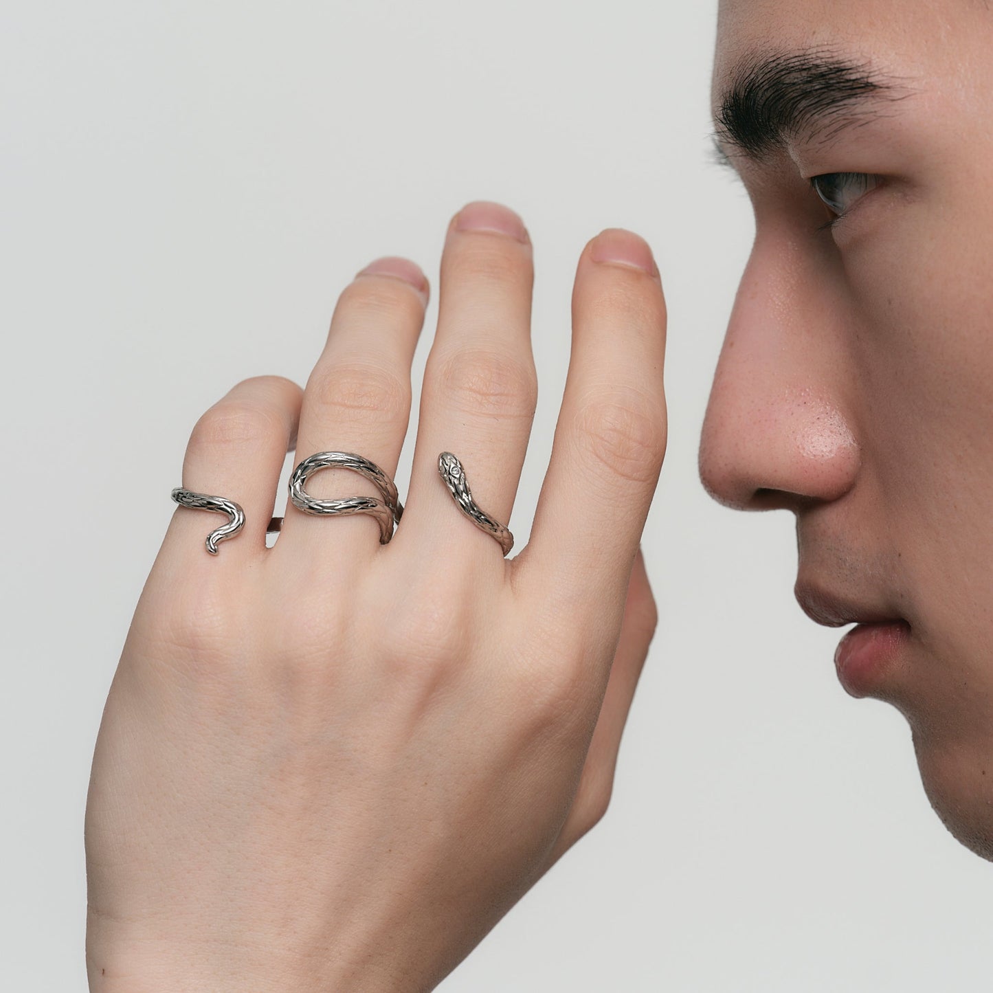 Triple Serpent Three-Finger Ring