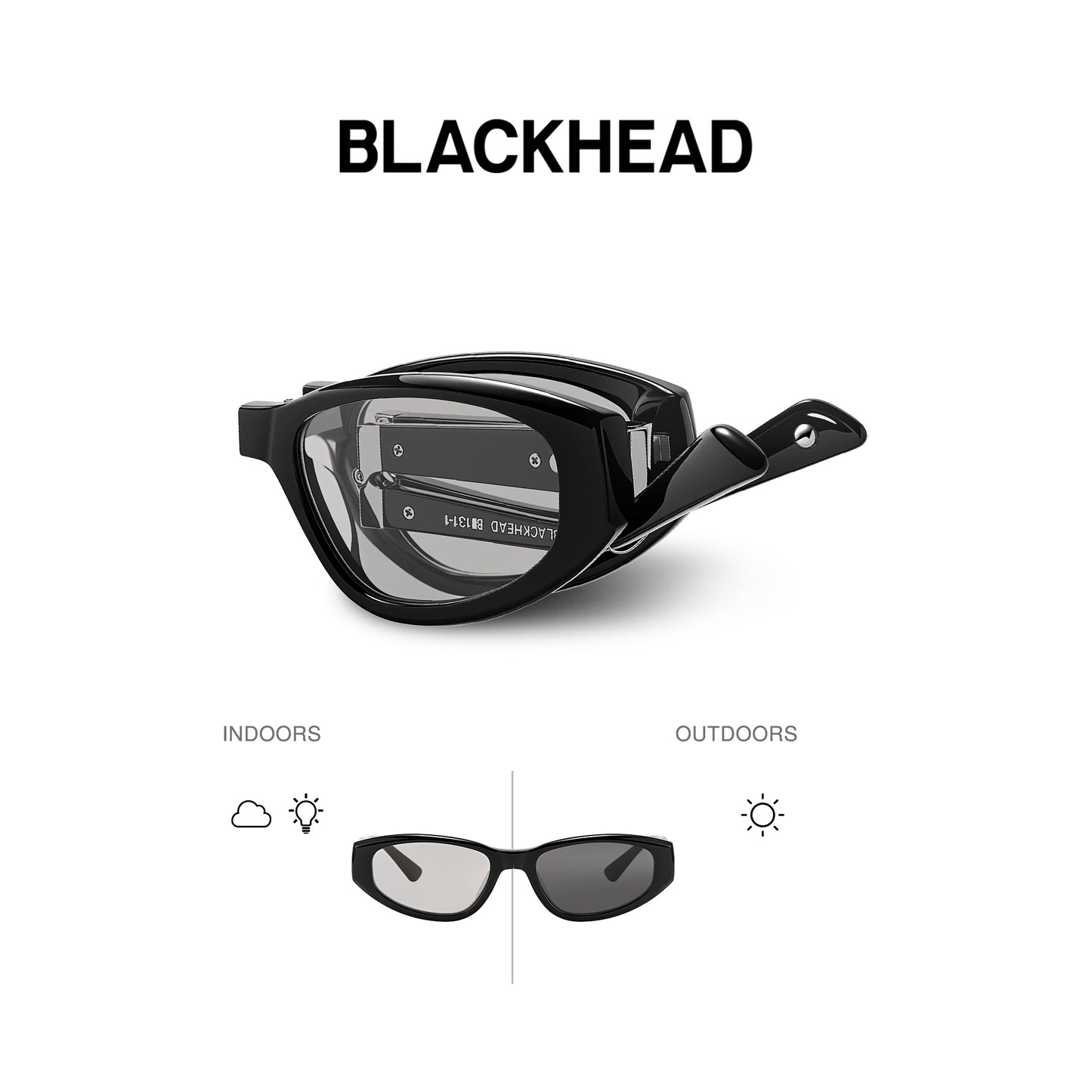 Slim Square Folding Sunglasses – Grey Photochromic