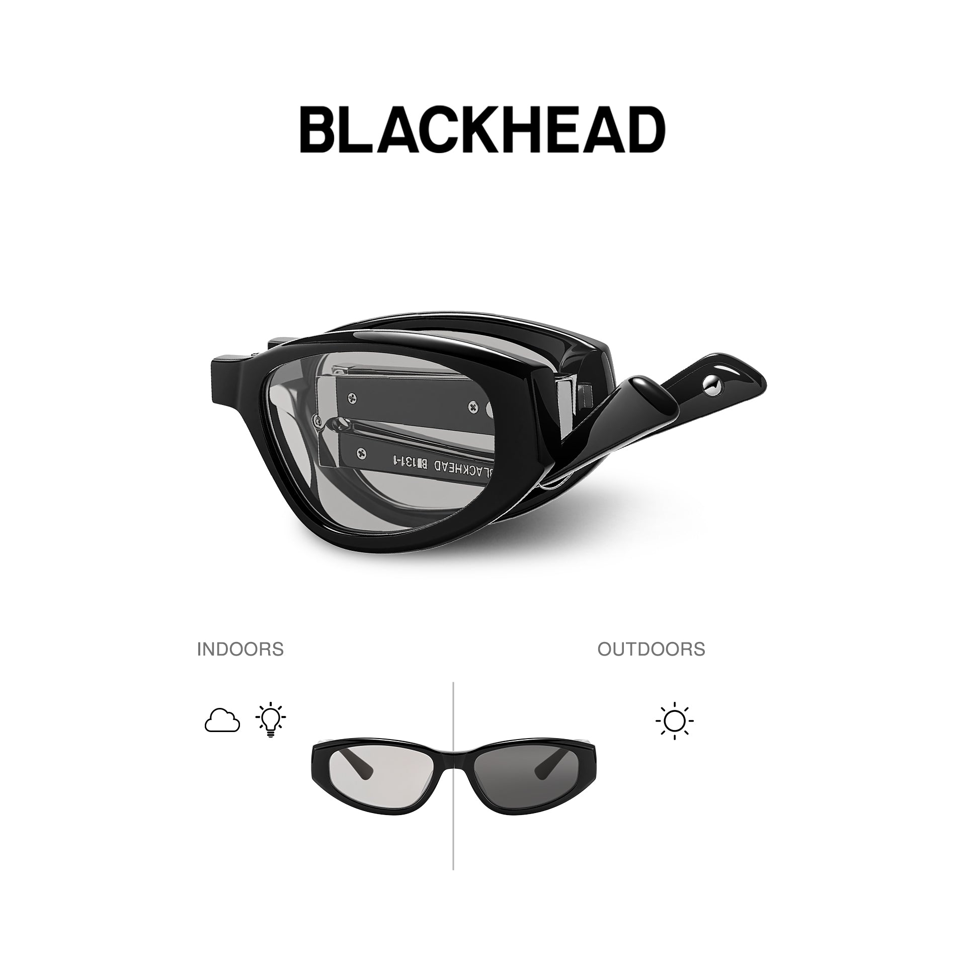 Slim Square Folding Sunglasses – Grey Photochromic