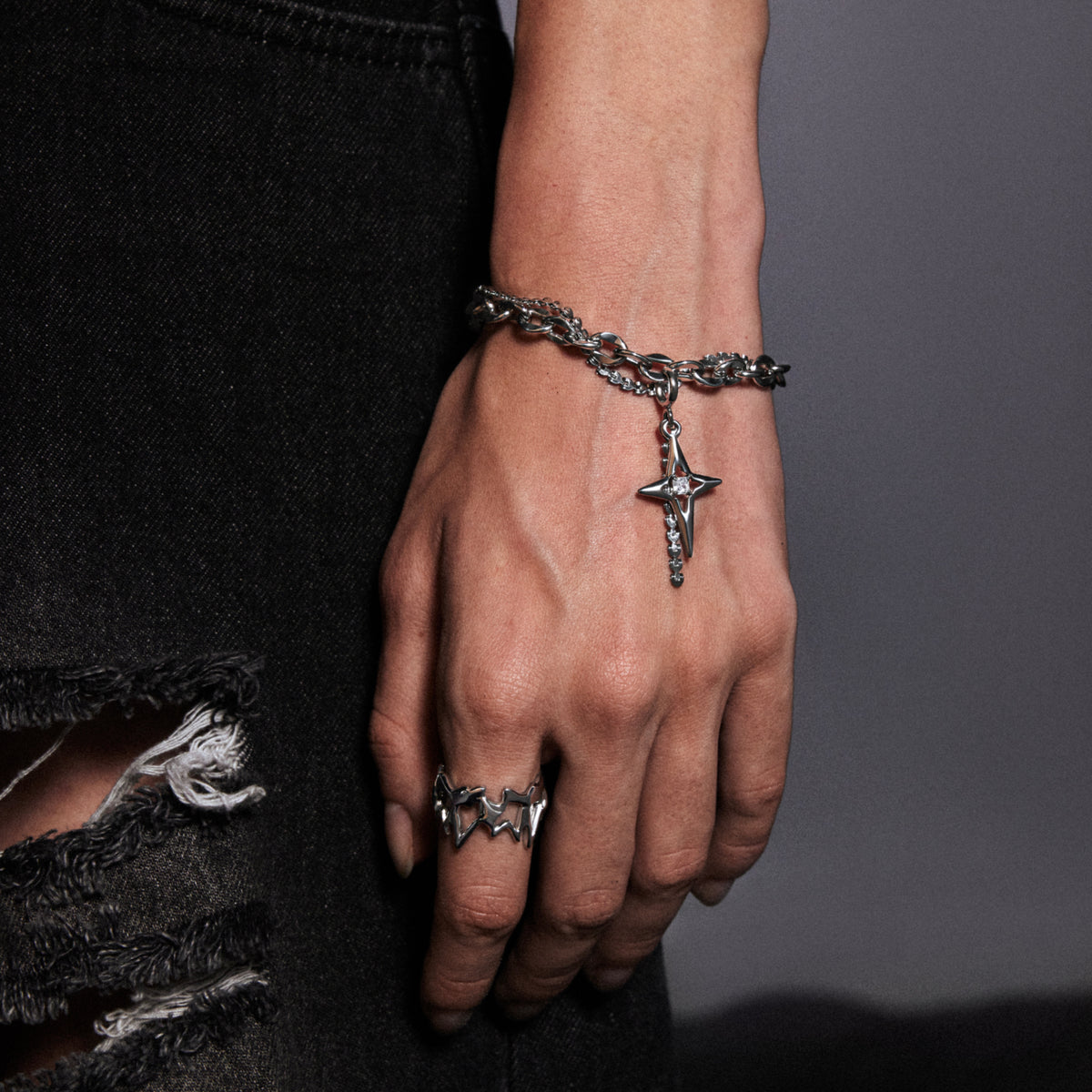 Zircon Starburst Double-Layer Bracelet