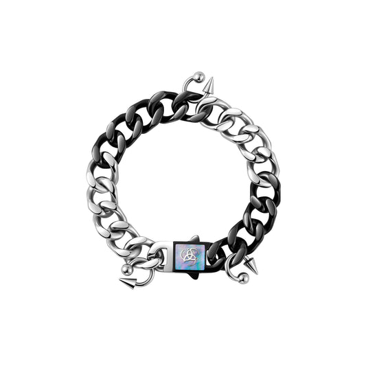 Triple Serpent Piercing-Detail Cuban Link Bracelet