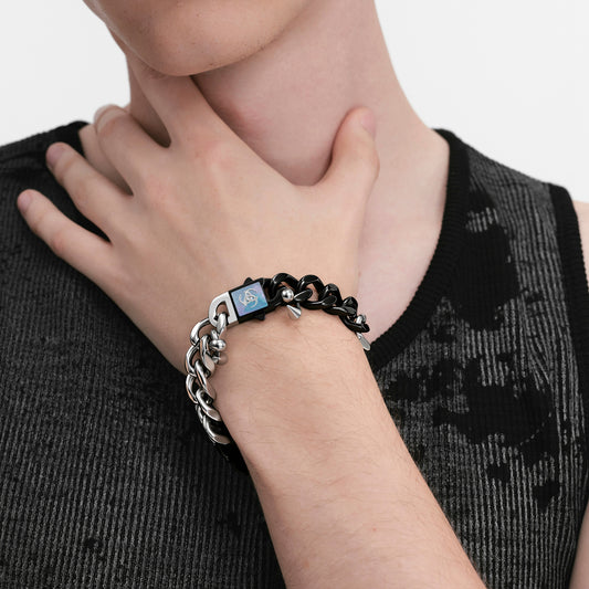 Triple Serpent Piercing-Detail Cuban Link Bracelet