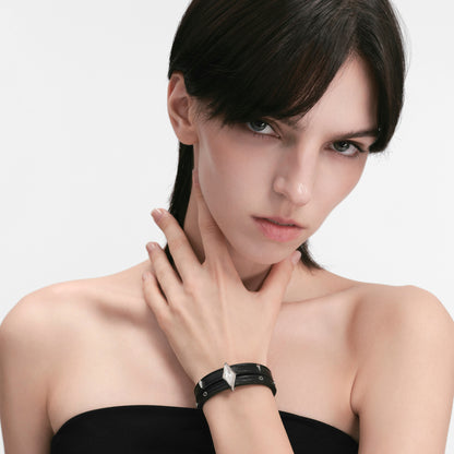 Diamond Prism Leather Bracelet