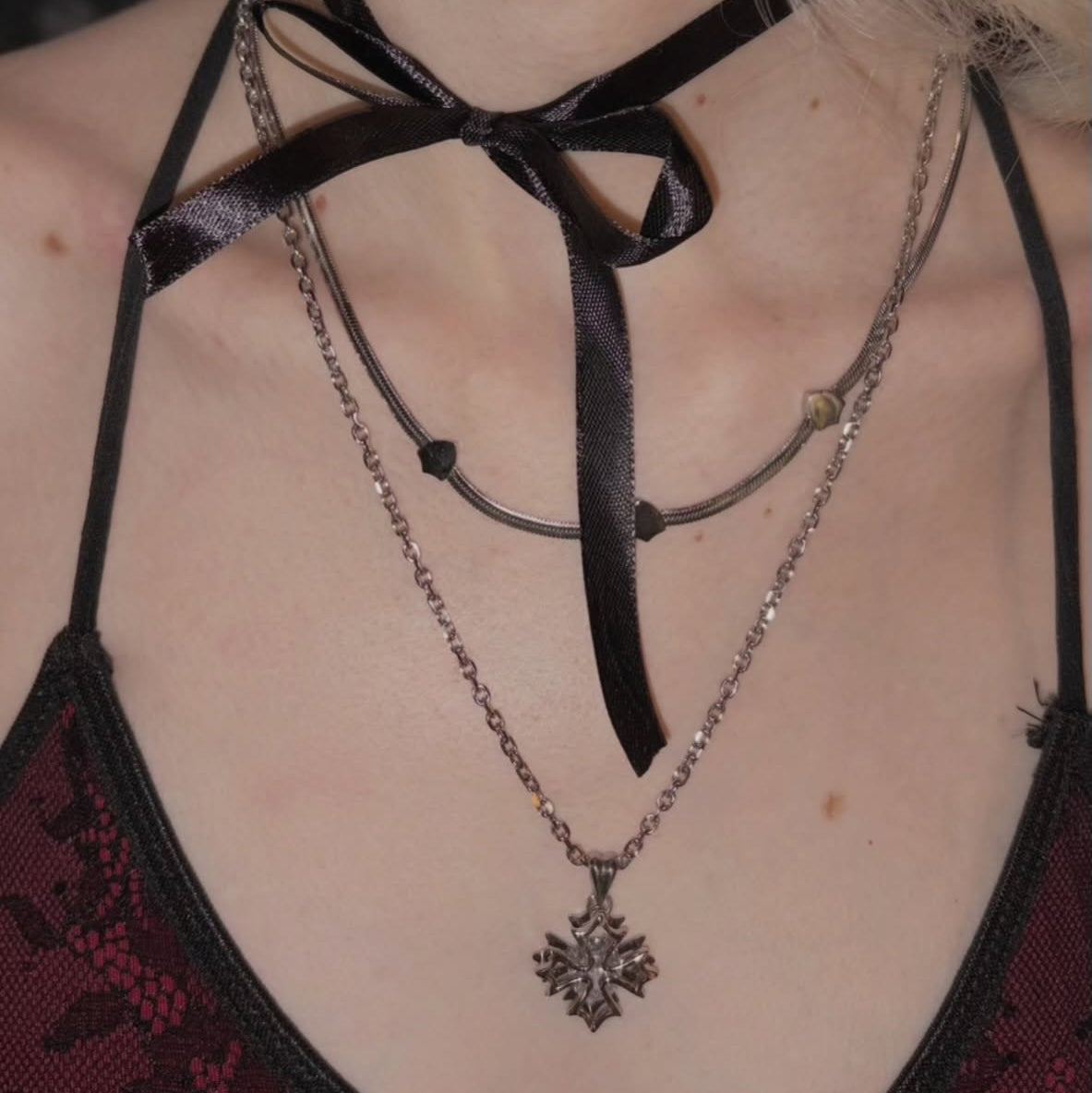 Crossflower Double-Layer Necklace