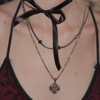 Crossflower Double-Layer Necklace