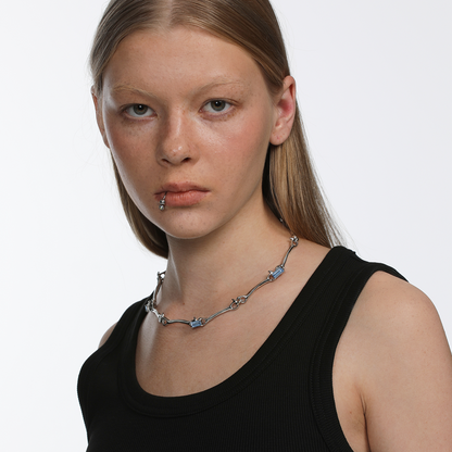 The X-Files Skeleton Rhinestone Stitching Decorative Necklace