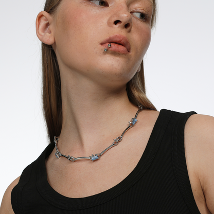 The X-Files Skeleton Rhinestone Stitching Decorative Necklace