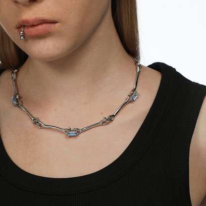 The X-Files Skeleton Rhinestone Stitching Decorative Necklace