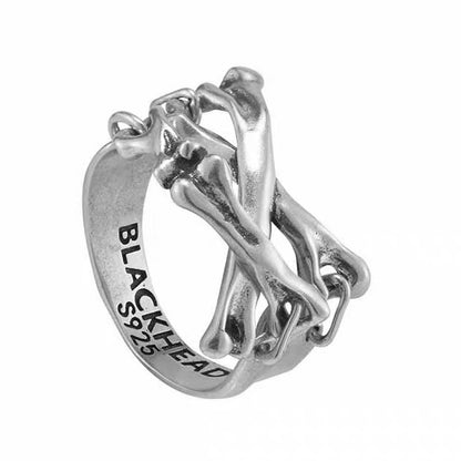 S925 Interlocking Bone Statement Ring