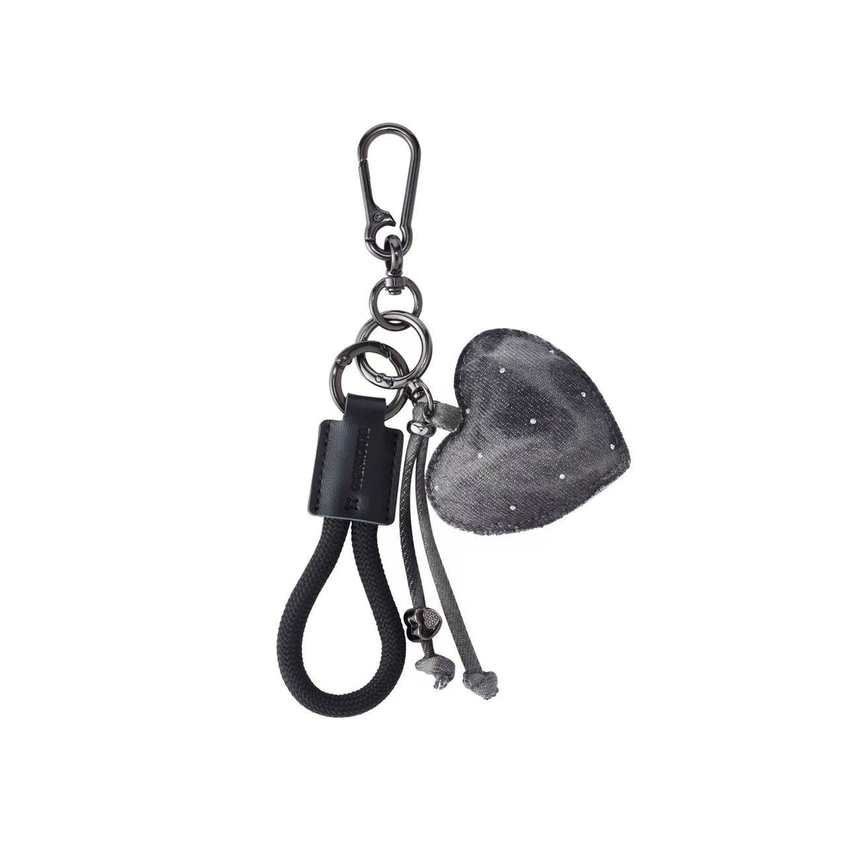 Denim Heart Rhinestone Keychain