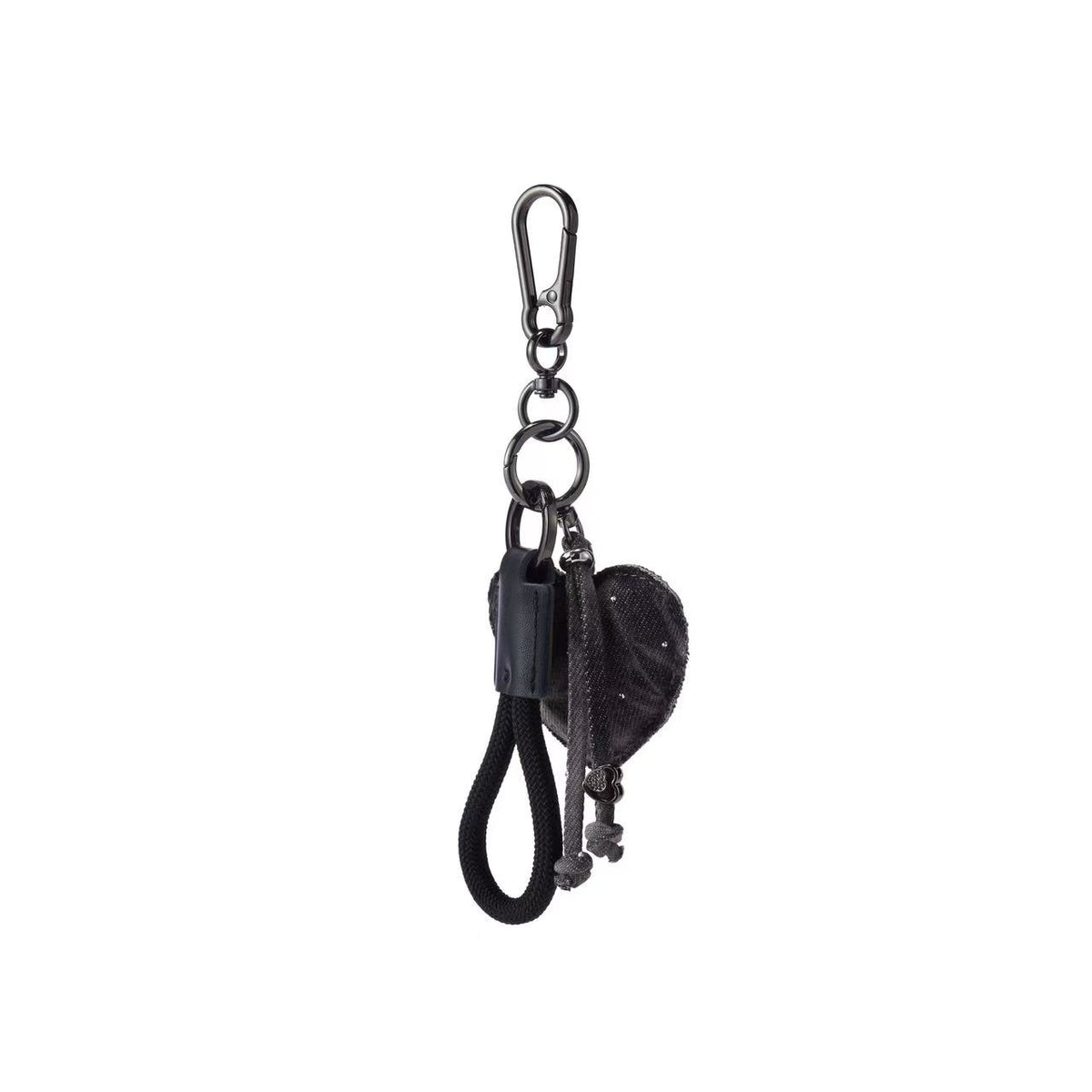 Denim Heart Rhinestone Keychain