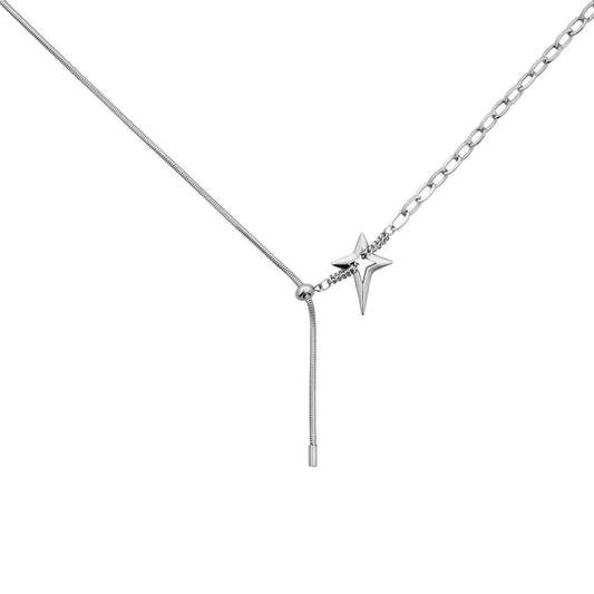 Zircon Starburst Pull-Tab Single Layer Necklace