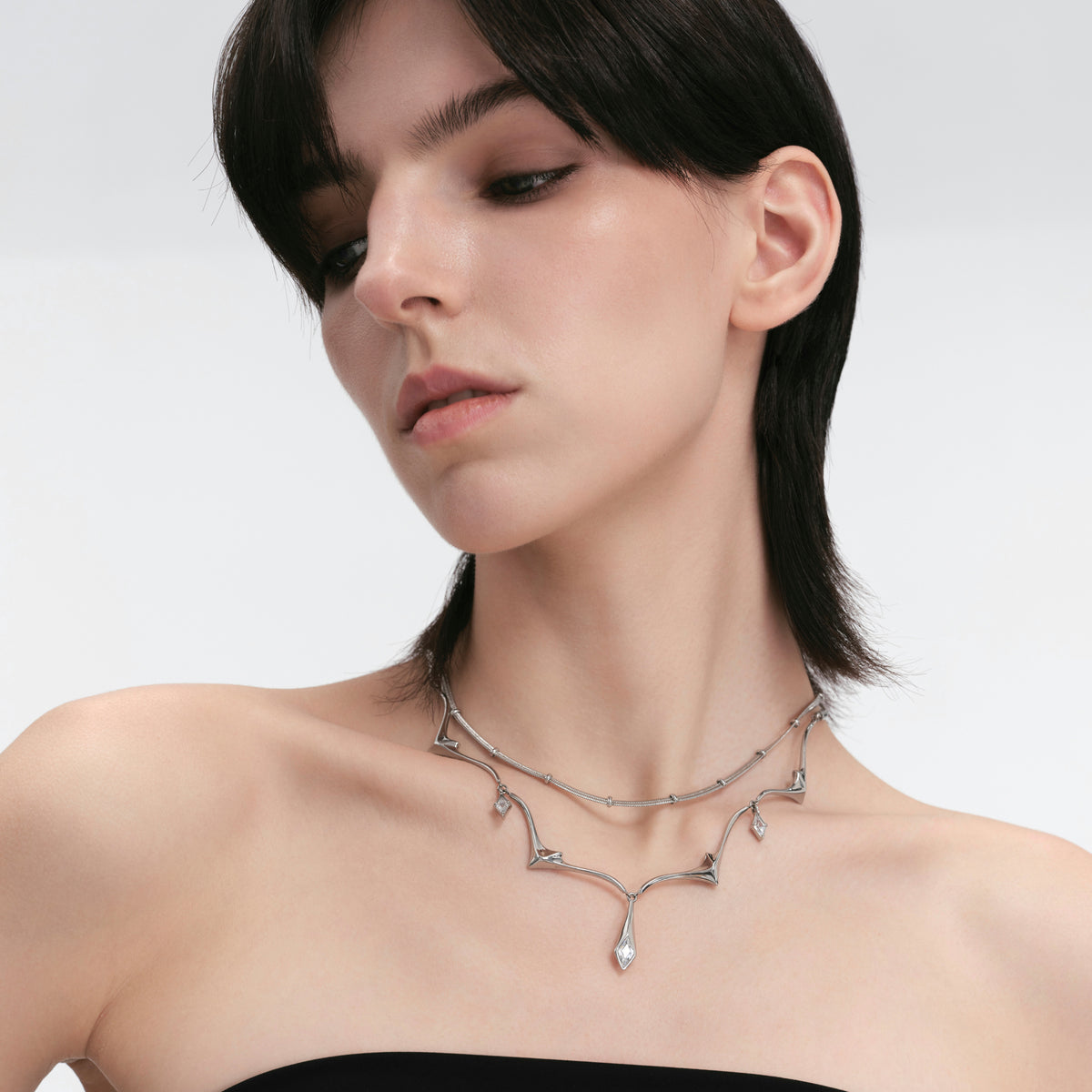 Triple Serpent Prismatic Double-Layer Necklace