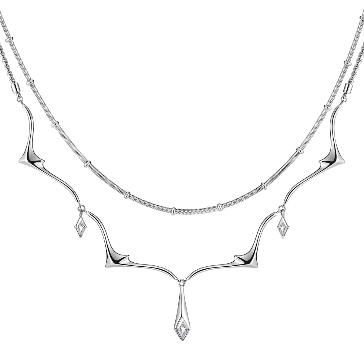 Triple Serpent Prismatic Double-Layer Necklace
