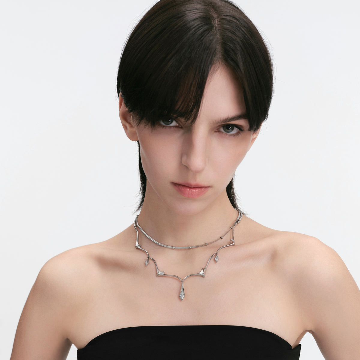 Triple Serpent Prismatic Double-Layer Necklace