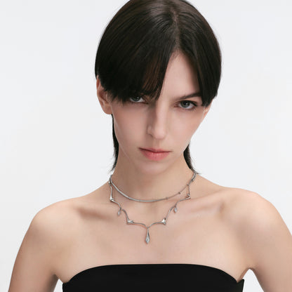 Triple Serpent Prismatic Double-Layer Necklace