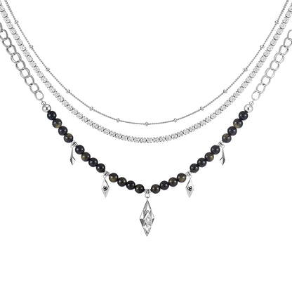 Diamond Prism Beaded Multi-Layer Necklace