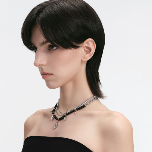 Diamond Prism Beaded Multi-Layer Necklace