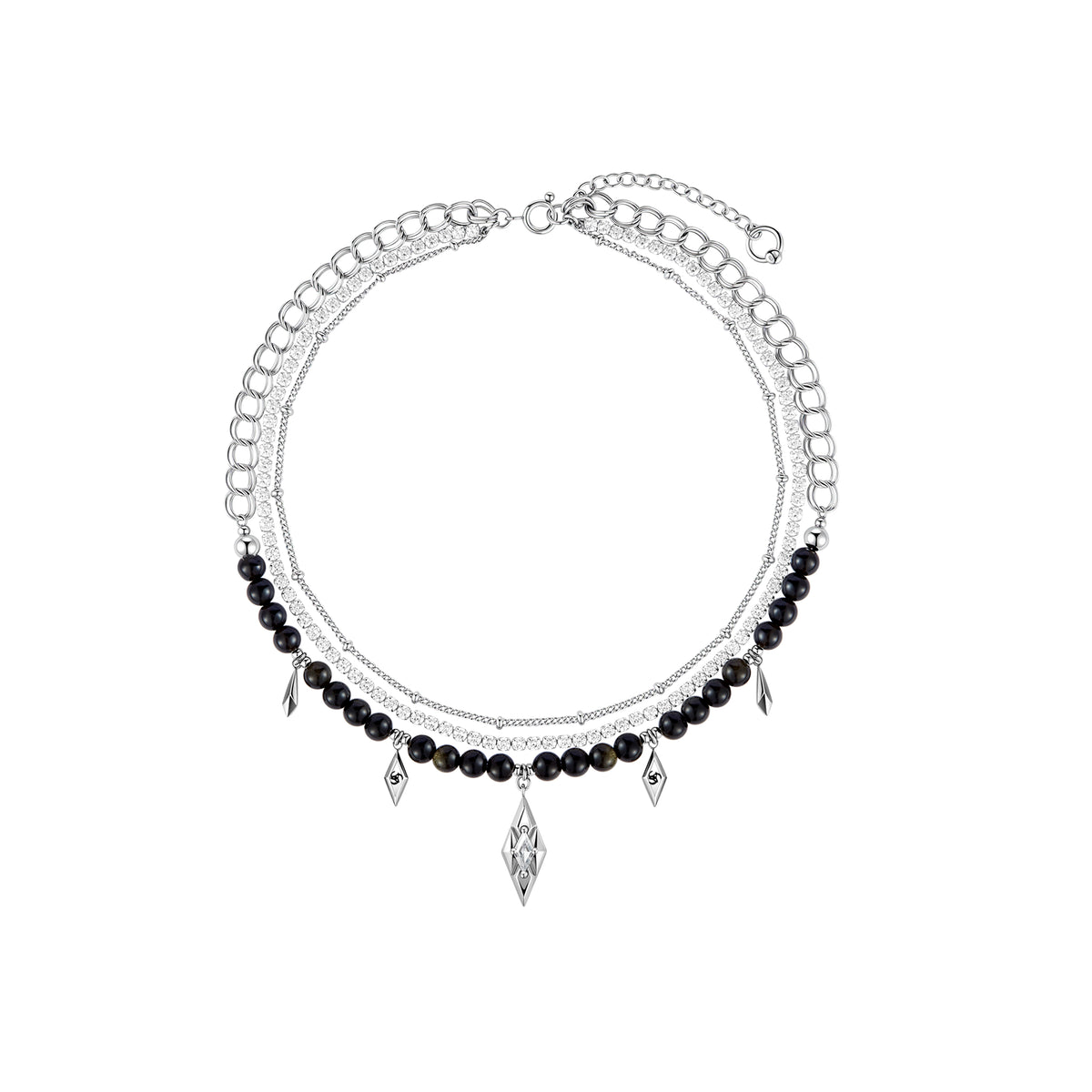 Diamond Prism Beaded Multi-Layer Necklace