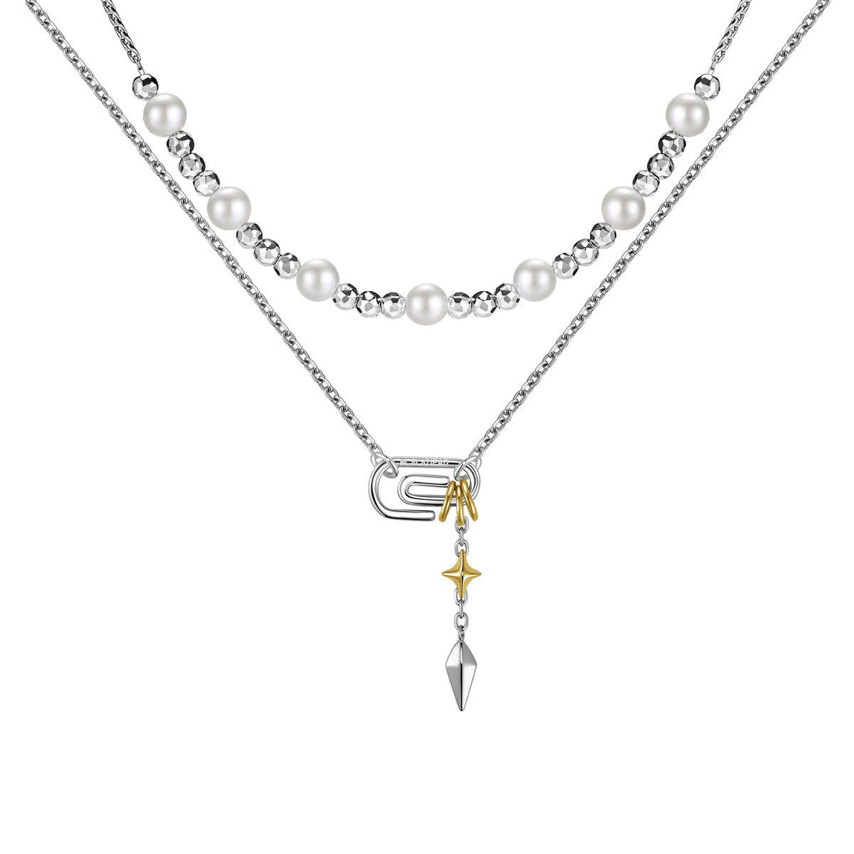 Paperclip Double-Layer Necklace