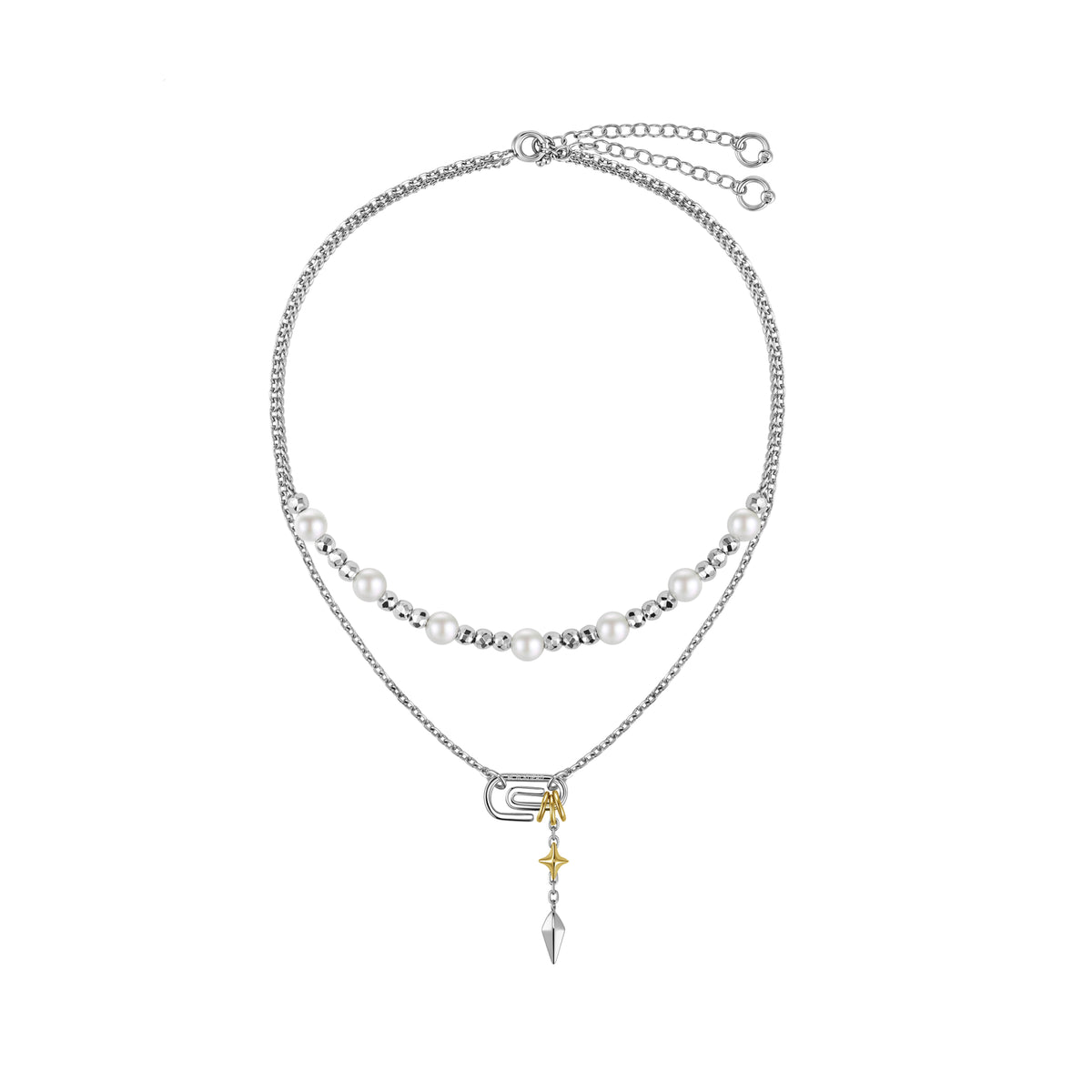 Paperclip Double-Layer Necklace