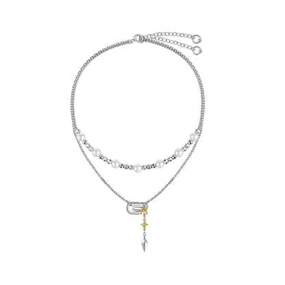 Paperclip Double-Layer Necklace