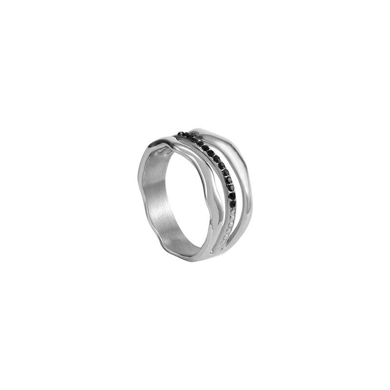 Rhinestone-Decorated Hollow Ring