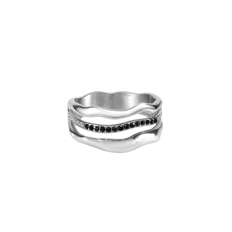 Rhinestone-Decorated Hollow Ring