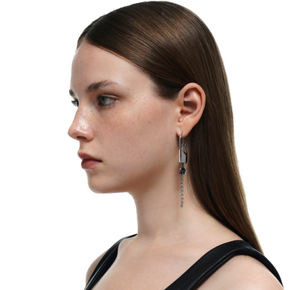 Lover's Interlock Faceted Rhinestone Lock Earring