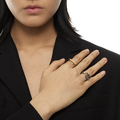 Teddy Girl Silver B Letter Chain Titanium Steel Decorated Ring