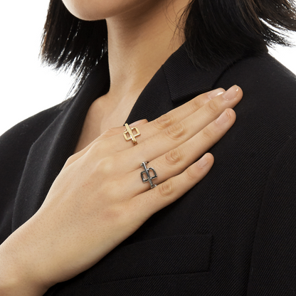 Teddy Girl Silver B Letter Chain Titanium Steel Decorated Ring