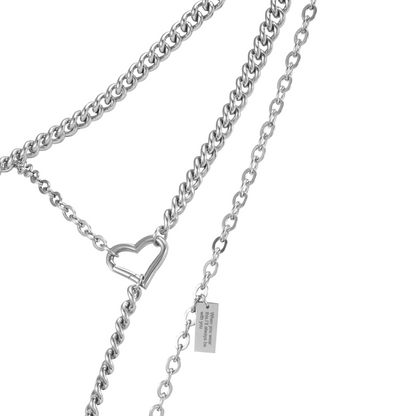 Heart and Sun Buckle Leather Metal Spliced Body Chain