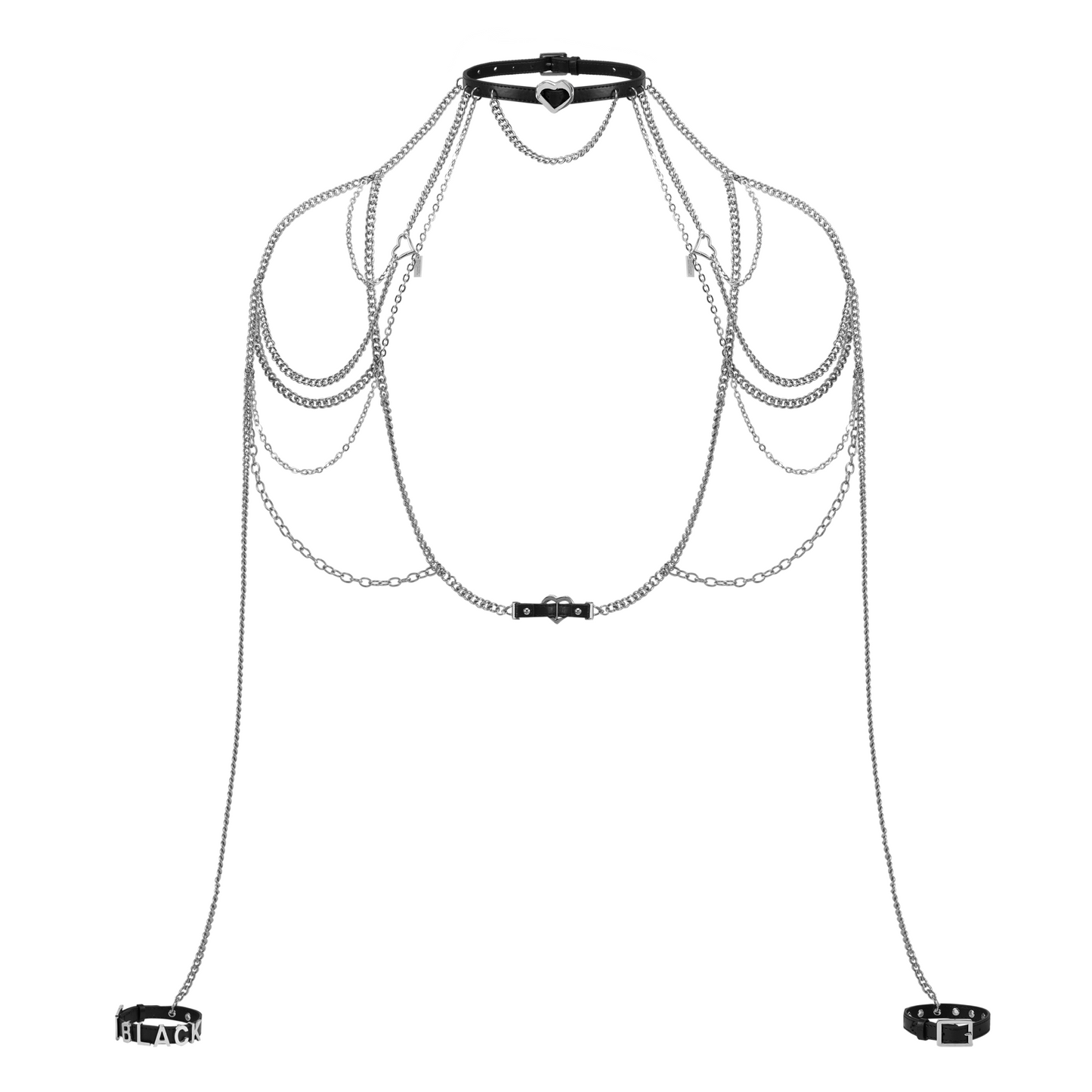 Heart and Sun Buckle Leather Metal Spliced Body Chain
