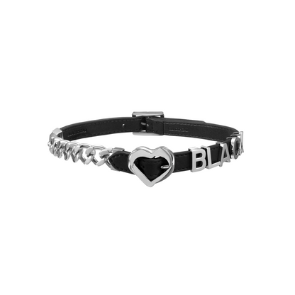Heart and Sun Buckle Leather Metal Spliced Choker