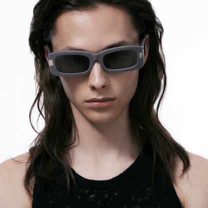 Narrow Frame B Square Sunglasses (Dark Grey)