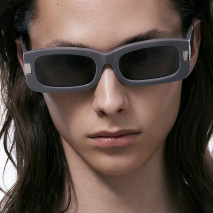 Narrow Frame B Square Sunglasses (Dark Grey)
