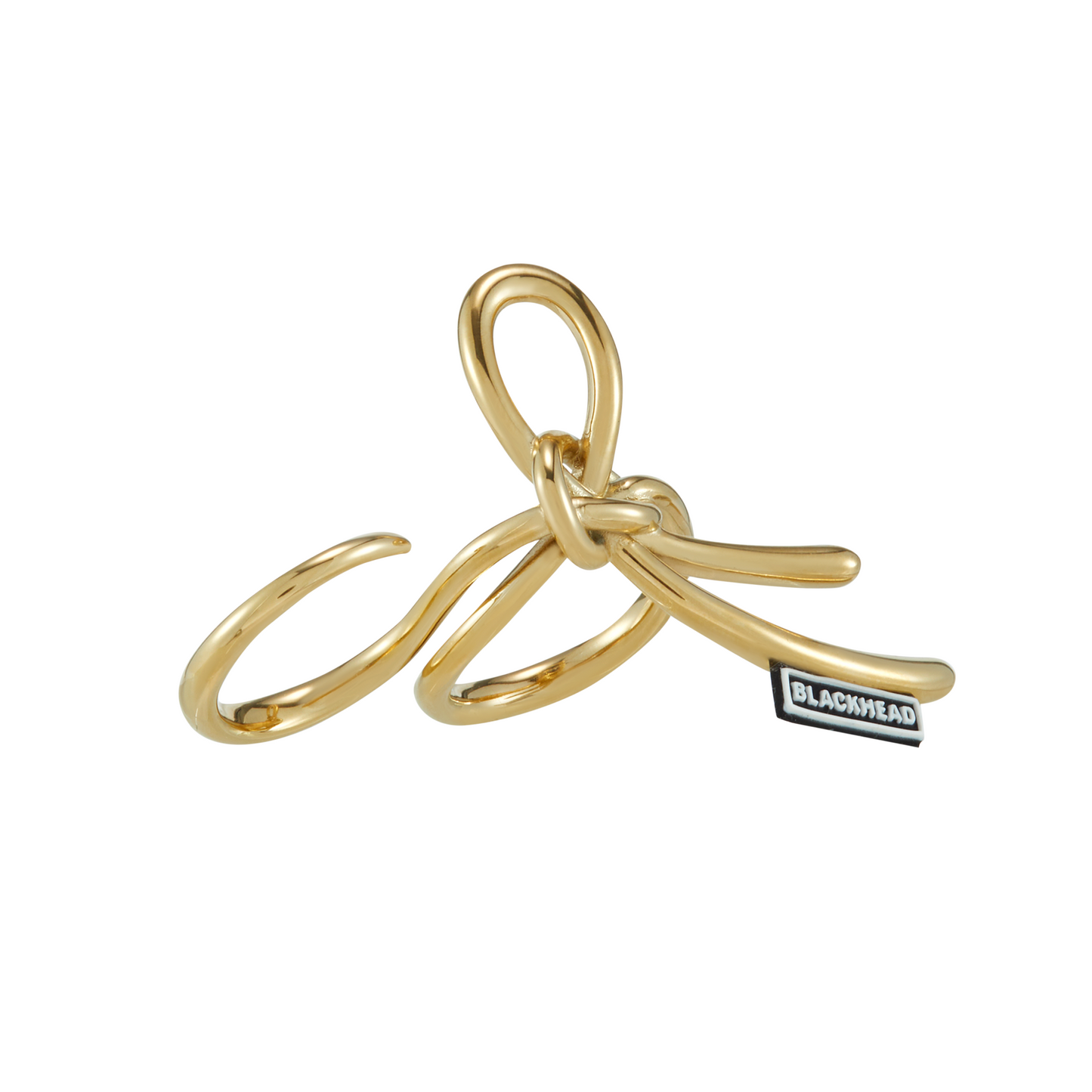 Silicone Tag Decorated Twisted Knot Double Finger Ring