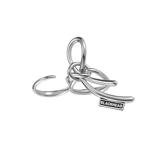 Silicone Tag Decorated Twisted Knot Double Finger Ring