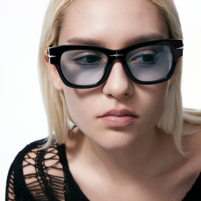 Square Frame Starburst Sunglasses (Blue)