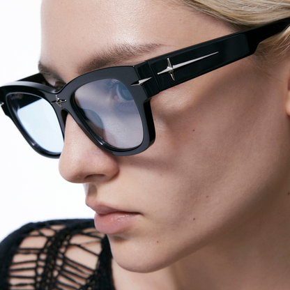 Square Frame Starburst Sunglasses (Blue)