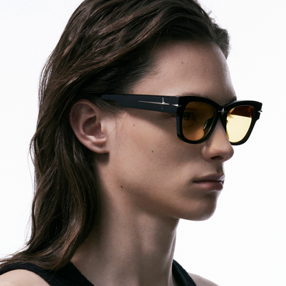 Square Frame Starburst Sunglasses (Orange)