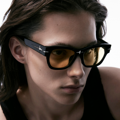 Square Frame Starburst Sunglasses (Orange)