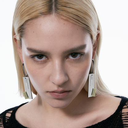 Tag Pendant Clasp Earrings