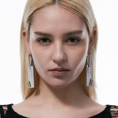 Tag Pendant Clasp Earrings