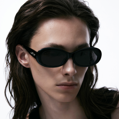 Vintage Style Oval Sunglasses (Black)