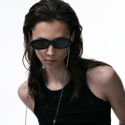 Vintage Style Oval Sunglasses (Black)