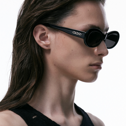 Vintage Style Oval Sunglasses (Black)