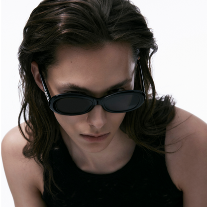 Vintage Style Oval Sunglasses (Black)